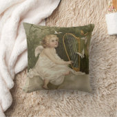 蝶およびハープとの少し微笑の天使 クッション (ブランケット)