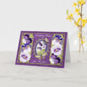 蝶およびパンジーが付いているバースデー・カード カード (黄色い花)