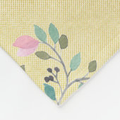 蝶およびピンクの花を持つキツネ フリースブランケット (角)