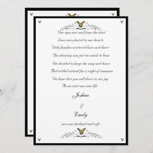 蝶および渦巻の駆け落ちの発表 案内状 (正面/裏面)