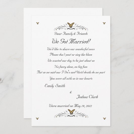 蝶および渦巻の駆け落ち2 案内状 (正面/裏面)