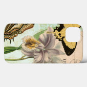 蝶および花が付いているヴィンテージの郵便はがき Case-Mate iPhoneケース (裏面 (横))