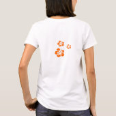 蝶および花のオレンジ Tシャツ (裏面)