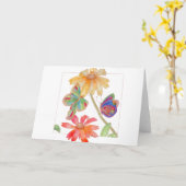 蝶および花の挨拶状 カード (黄色い花)
