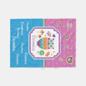 蝶および花を持つカラフルで幾何学的なフクロウ フリースブランケット (正面(横))