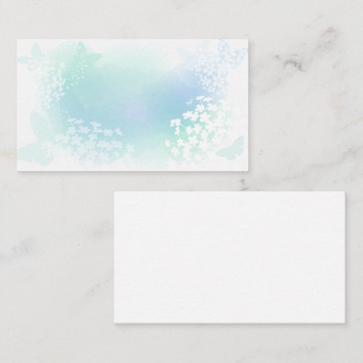 蝶および花柄の水彩画の背景 名刺 (正面/裏面)