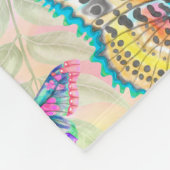 蝶および花4の写真のコラージュのモノグラム フリースブランケット (角)