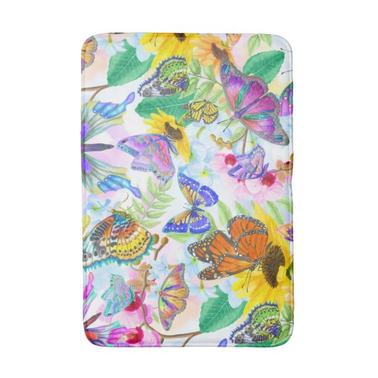 蝶および花 バスマット (正面縦)