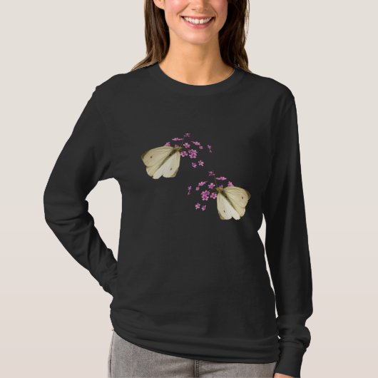 蝶および花 Tシャツ (正面)
