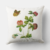 蝶および赤いクローバーのフェイクな刺繍の枕 クッション (裏面)