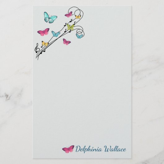 蝶および音楽 便箋 (正面)