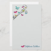 蝶および音楽 便箋 (正面/裏面)