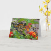 蝶およびLantana カード (黄色い花)