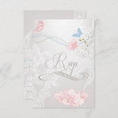蝶お洒落とレースRSVP 出欠カード (正面/裏面)