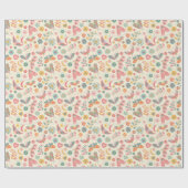 蝶お洒落と花柄 ラッピングペーパー (フラット)