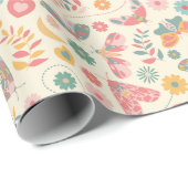 蝶お洒落と花柄 ラッピングペーパー (ロールコーナー)