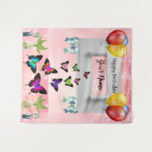 蝶お洒落のエレガント輝く背景 タペストリー (正面(横))