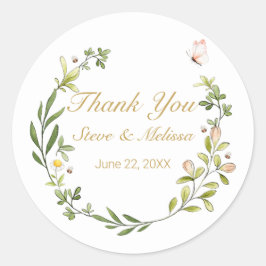 蝶お洒落の葉のリース ラウンドシール