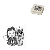 蝶お洒落を鼻に付けた妖精と一角獣 ラバースタンプ (押印)