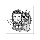 蝶お洒落を鼻に付けた妖精と一角獣 ラバースタンプ (インプリント)