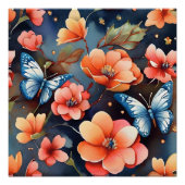 蝶お洒落イラストレーションユニーク ポスター (正面)