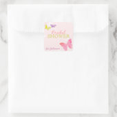 蝶お洒落ピンクブライダルシャワー スクエアシール (バッグ)