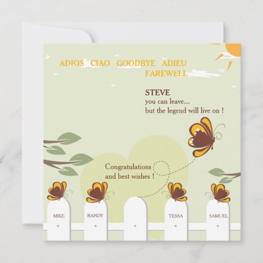 蝶お洒落別れパーティの招待状 招待状 (正面)