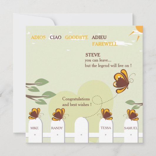 蝶お洒落別れパーティの招待状 招待状 (正面)