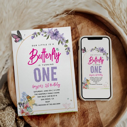 蝶お洒落園1歳の誕生日 招待状
