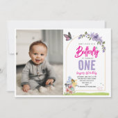 蝶お洒落園1st誕生日の写真 招待状 (正面)