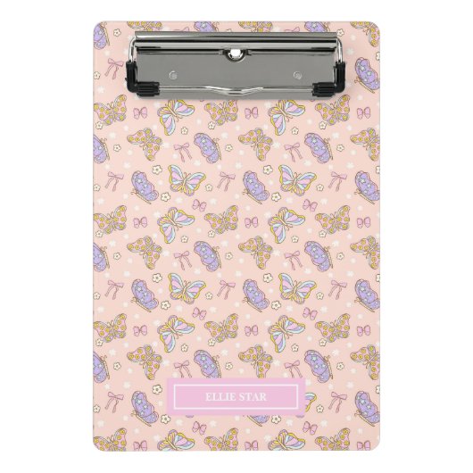 蝶お洒落女パーソナライズされた性 ミニクリップボード (正面)