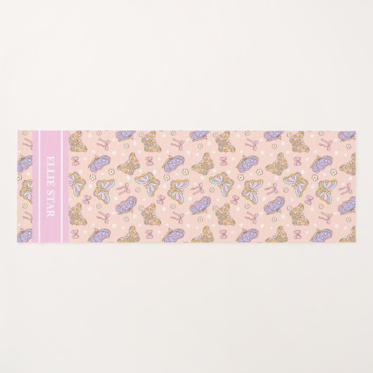 蝶お洒落女パーソナライズされた性 ヨガマット (正面(横))