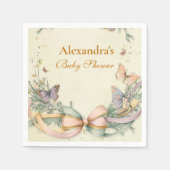 蝶お洒落弓赤ちゃんシャワー スタンダードカクテルナプキン (正面)