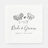 蝶お洒落結婚スケッチ付きナプキン スタンダードランチョンナプキン (正面)