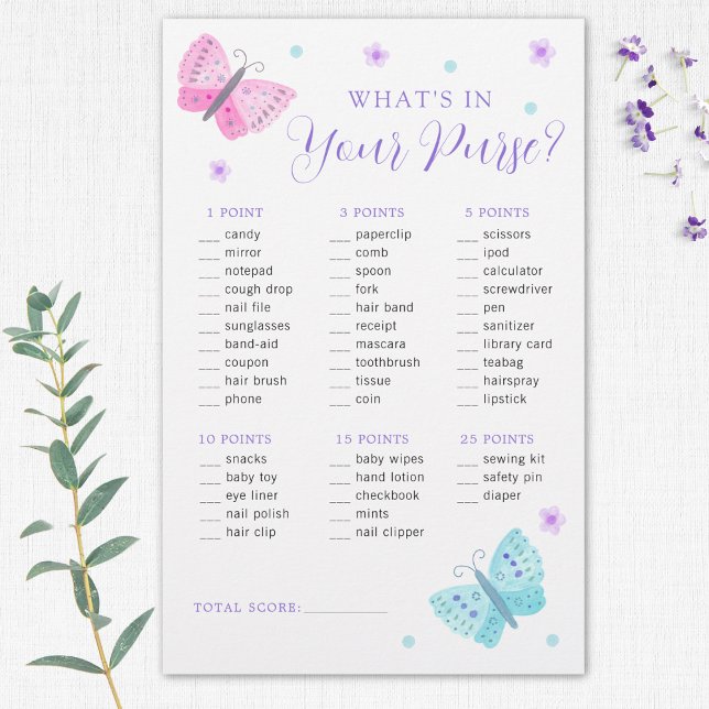 蝶お洒落財布ベビーシャワーゲーム (クリエイターアップロード済み)