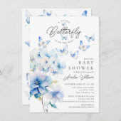 蝶お洒落赤ちゃんシャワー招待状 招待状 (正面/裏面)