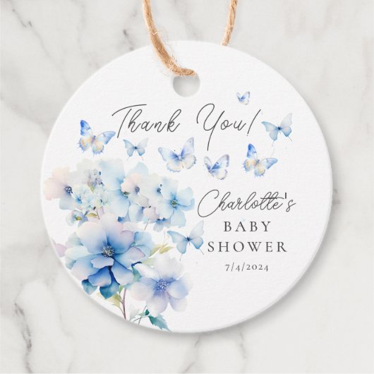 蝶お洒落赤ちゃんシャワー フェイバータグ (正面)