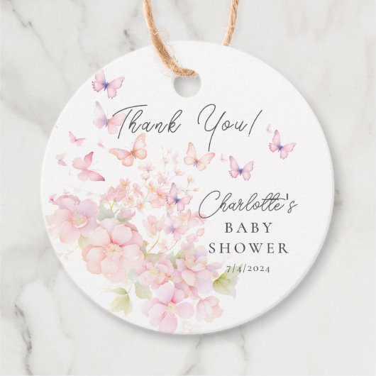 蝶お洒落赤ちゃんシャワー フェイバータグ (正面)