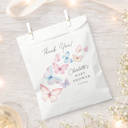 蝶お洒落赤ちゃんシャワー フェイバーバッグ (クリップ留めされた状態)