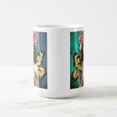 蝶かわいらしと花を持つ少女 コーヒーマグカップ (中央)