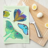 蝶かわいらしと蛾のキッチンティータオル キッチンタオル (四つ折り)