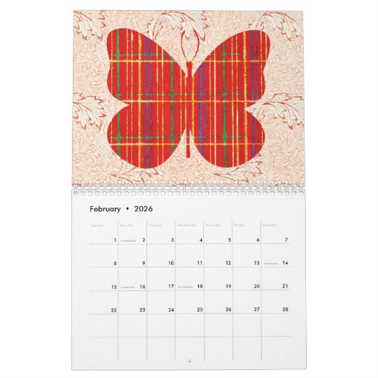 蝶かわいらしのアートカレンダー蝶 カレンダー (2月 2026)