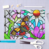 蝶かわいらしのステンドグラスを作るデコパージュ 薄葉紙 (クラフト)