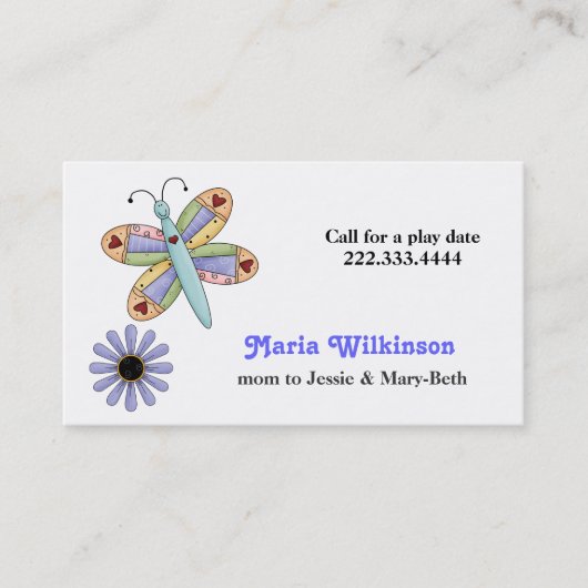 蝶かわいらしのママのカード コーリングカード (正面)