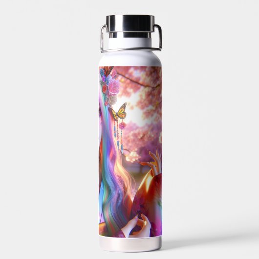 蝶かわいらしの神秘的なエーテルの女性 ウォーターボトル (背面)