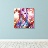 蝶かわいらしの神秘的なエーテルの女性 キャンバスプリント (インサイチュ (ウッドフロア))