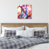 蝶かわいらしの神秘的なエーテルの女性 キャンバスプリント (インサイチュ (寝室))