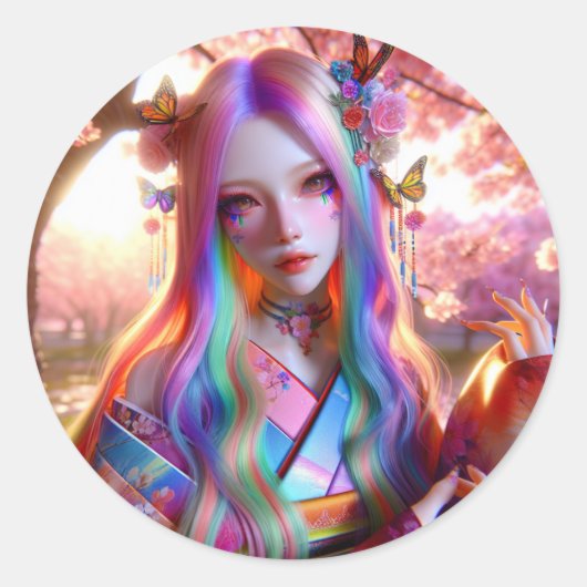 蝶かわいらしの神秘的なエーテルの女性 ラウンドシール (正面)