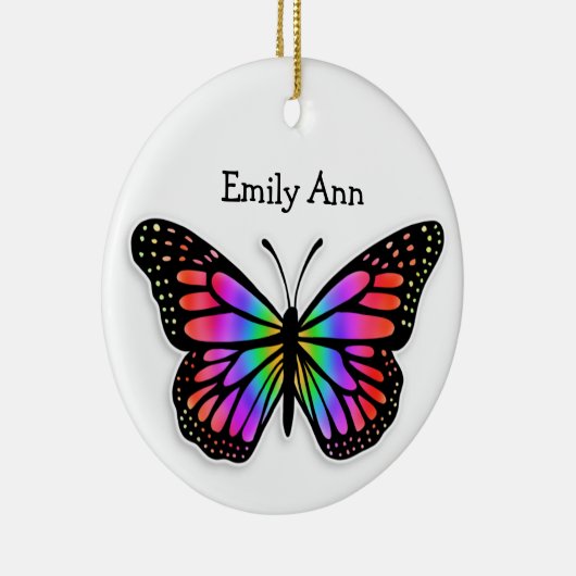 蝶かわいらしカラフルのクパーソナライズされたリスマス セラミックオーナメント (右)