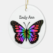 蝶かわいらしカラフルのクパーソナライズされたリスマス セラミックオーナメント (左)